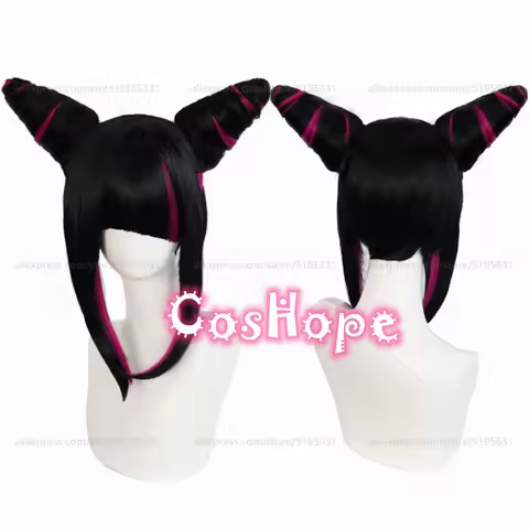 Han Juri Cosplay Wig Black Rose Red Wig Cosplay Anime Cosplay Wigs Heat Resistant Synthetic Wigs