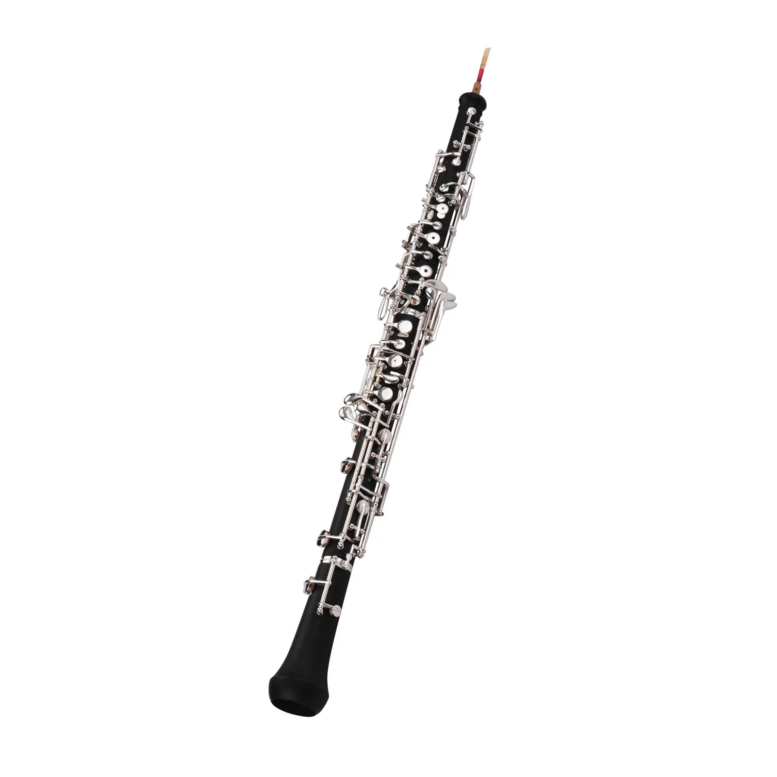 Professional Oboe C Key Semi-automatic Style Nickel-plated Keys Woodwind Instrument with Oboe Reed Gloves Leather Case Carry Bag