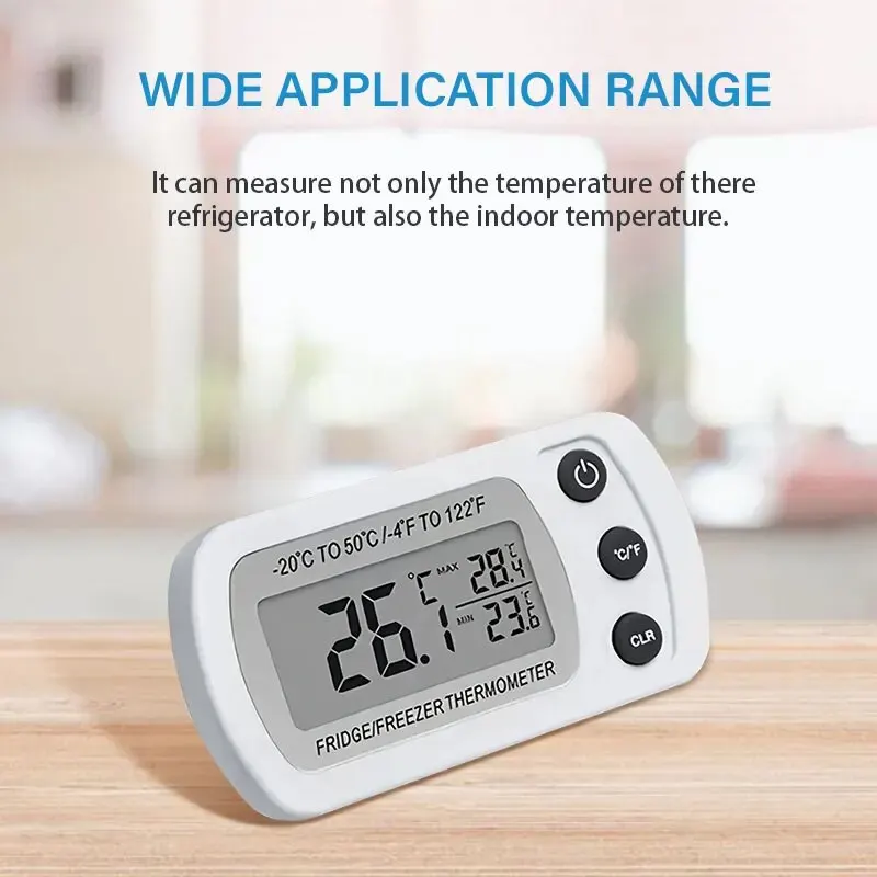 Fridge Refrigerator Freezer Digital Thermometer Max Min Temperature °C℉ Switchable Hang Stand Alarm Thermometer for Home Kitchen