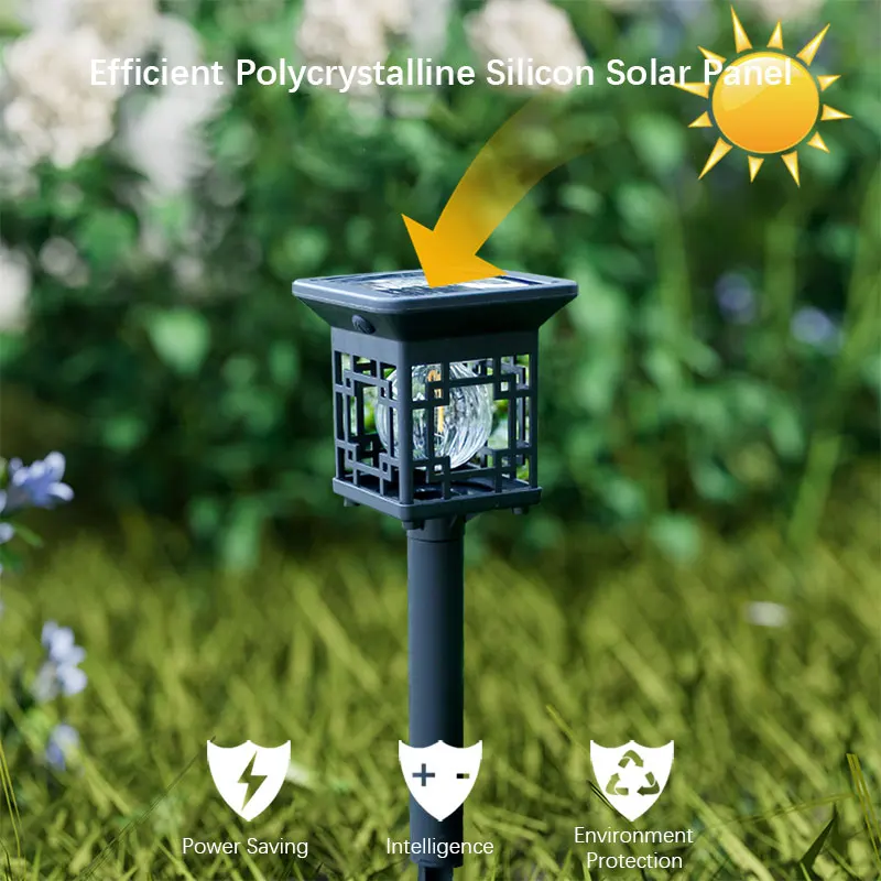 

2-Pack Solar Garden Lights, Tungsten Filament LED Stake Lights with Vintage Lattice Design for Patio, Yard Decor