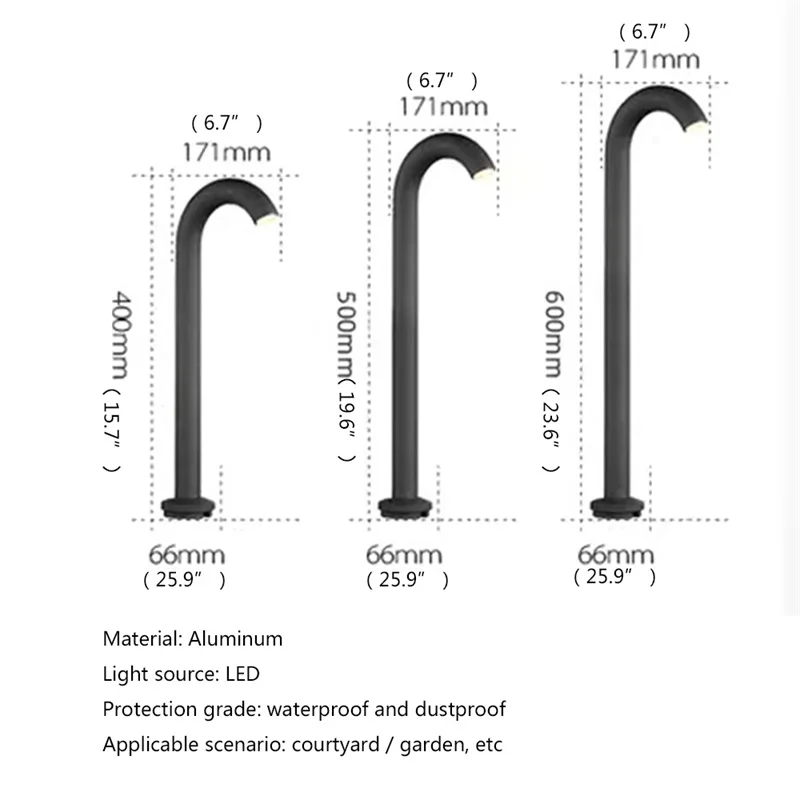 TYLA Nordic Creative Lawn Lamp Outdoor Modern LED Light Water Pipe Shape Waterproof for Home Garden