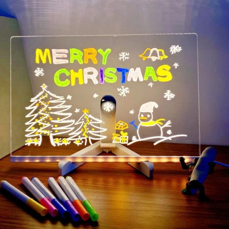 

DIY Creative Lamp USB Acrylic Message Note Board Lamp Erasable Children‘s Drawing Board Bedroom Night Lights Birthday Kids Gifts