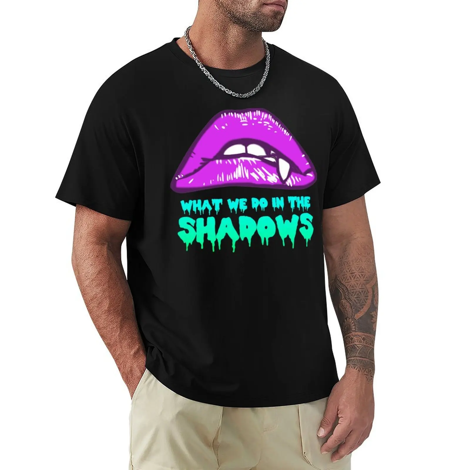 

what we do in the shadows vamp lips T-Shirt rapper graphic tees luxury designer anime clothes heavy weight t shirts for men