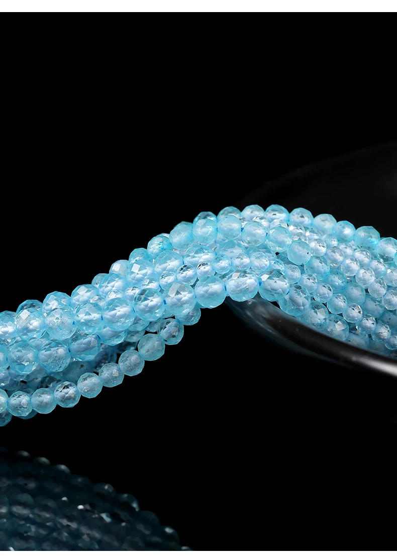 JD Natürliche Facettierte Blaue Topas-Perlen, Hochklare Polierte Edelsteinperlen für DIY-Armband-, Halsketten- und Anhänger-Schmuckherstellung – Detail 5