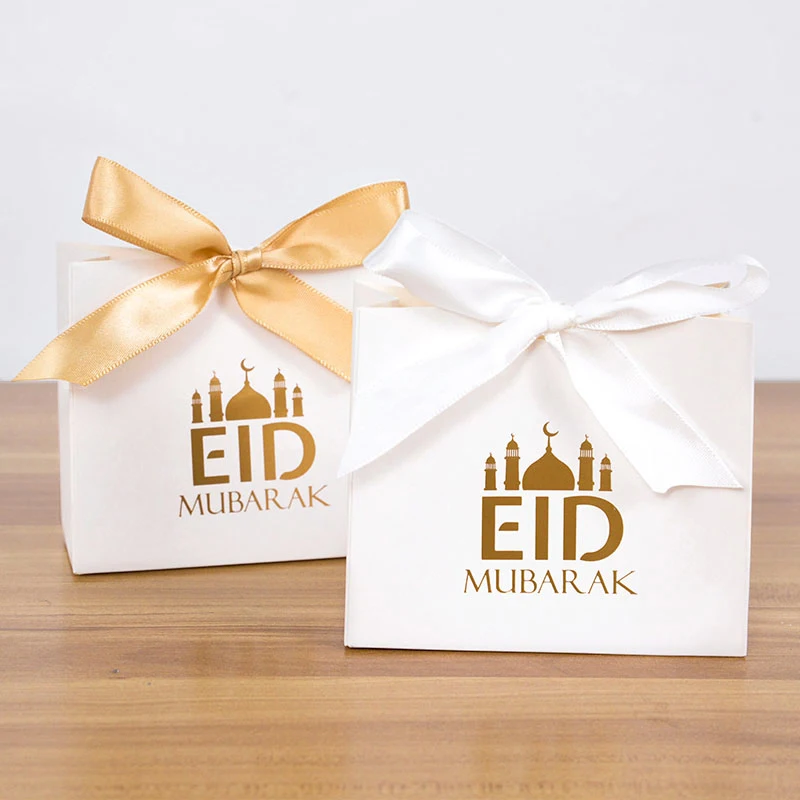 5/10Pcs Eid Mubarak Gift Boxes Ramadan Decoration 2023 Kareem Gift Cookie Candy Box Islamic Muslim Festival Party Supplies