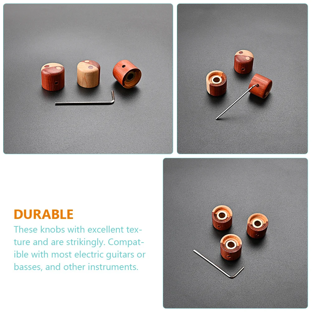 

3Pcs Wood Guitar Volume Knobs Replacement Tone Control Easy Install for Electric Bass Guitar Accessories Bass Volume Knobs