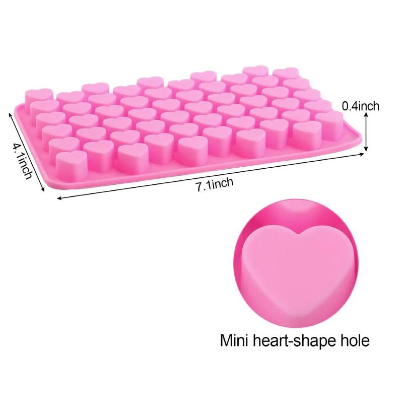 55 Grids DIY Heart Shape Silicone Ice Cookies Baking Mould Fondant Mould Cake Baking Mould Kitchen Accessories Ice Mold Ice Drin