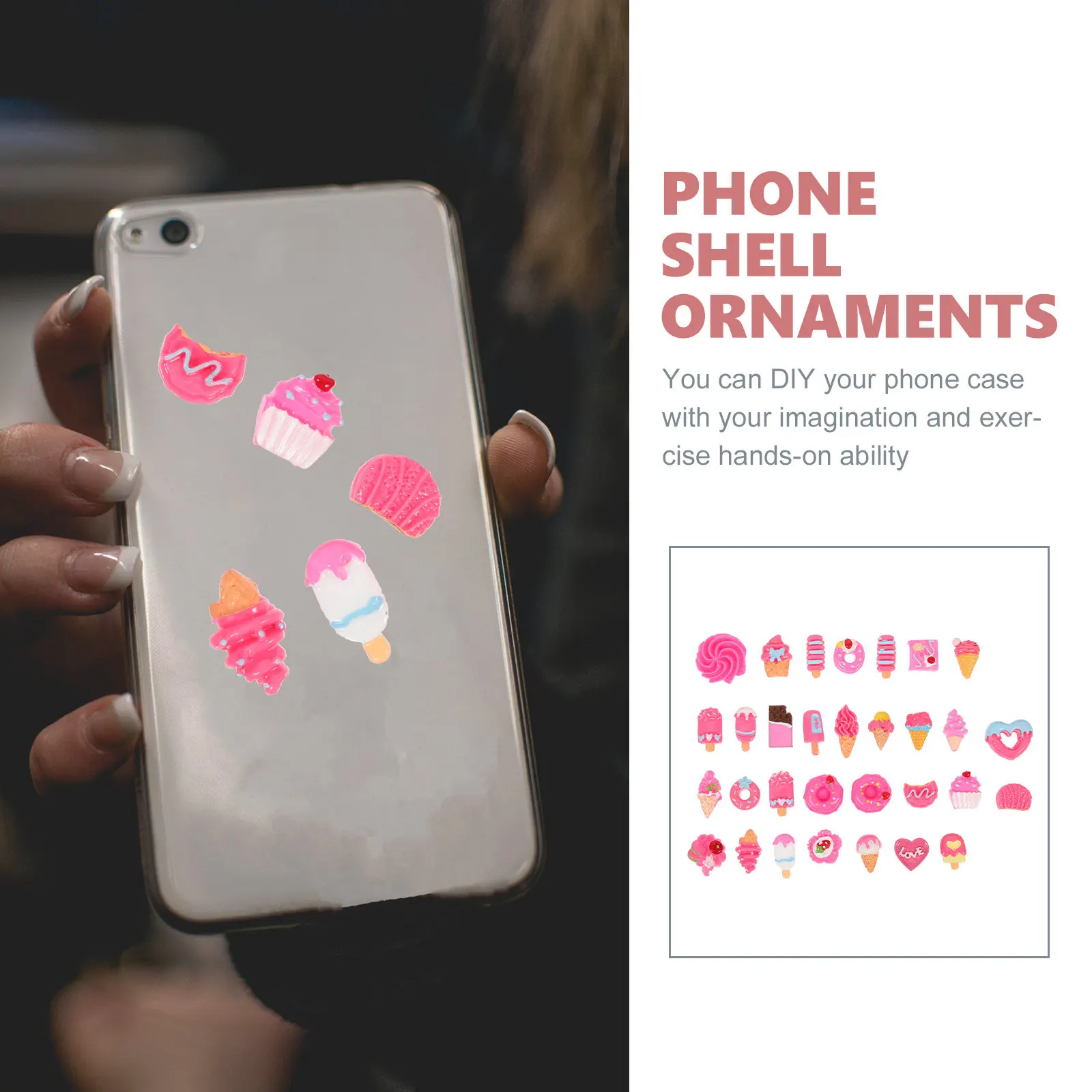 

30pcs Simulation Food Nail Charms Mini Diy Resin Ornament For Phone Case Handmade Decor Kawaii Craft Accessories