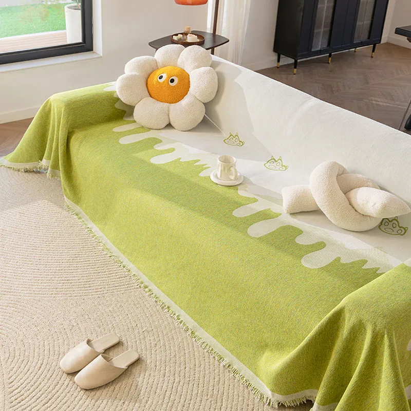 Super Soft Living Room Chenille Sofa Towel Full Cover Anti Slip Dust Cover for All Seasons Pet Friendly Furniture Slipcover