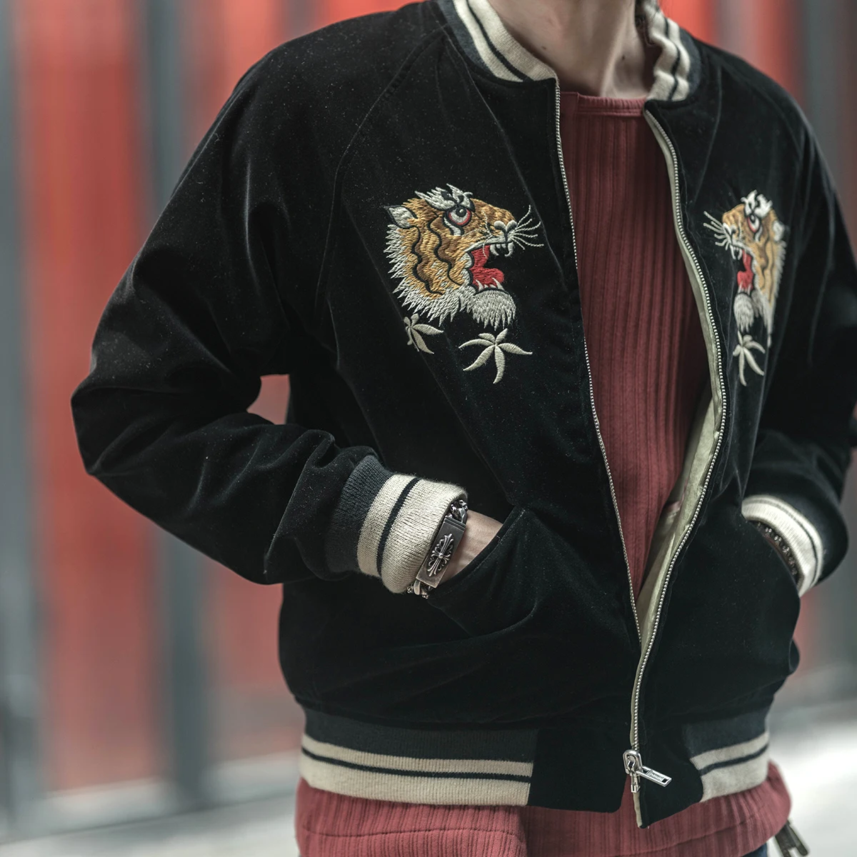 New Non Stock Hamamatsu Hand Letter Jacket Men's Short Sle Spring Outerwear Dragon Tiger Falcon Embroidery Thickened Autumn...