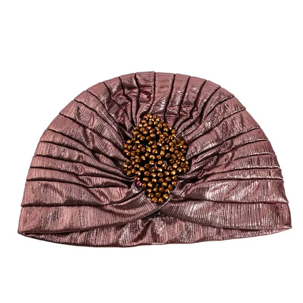 

Fashion Top Knot Arab National Hat Beaded Elastic Stretch Ethnic Headscarf Gat Soft Turban Gilded Indian Hat Outdoor