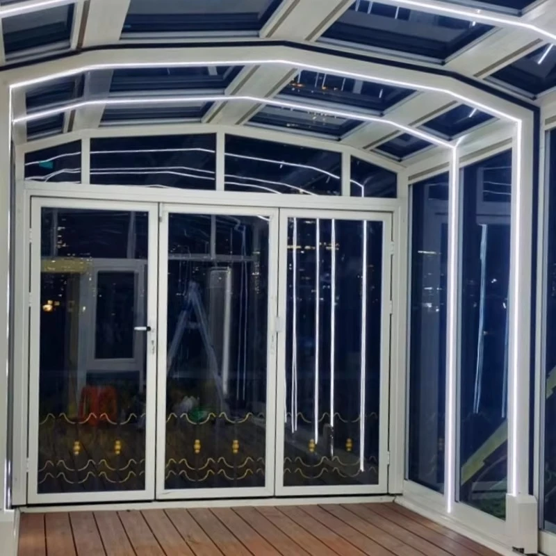 Outdoor Telescopic Mobile Sun Room Roof Balcony Courtyard Aluminum Alloy Glass Sunshade for Heat Insulation Sunscreen for House