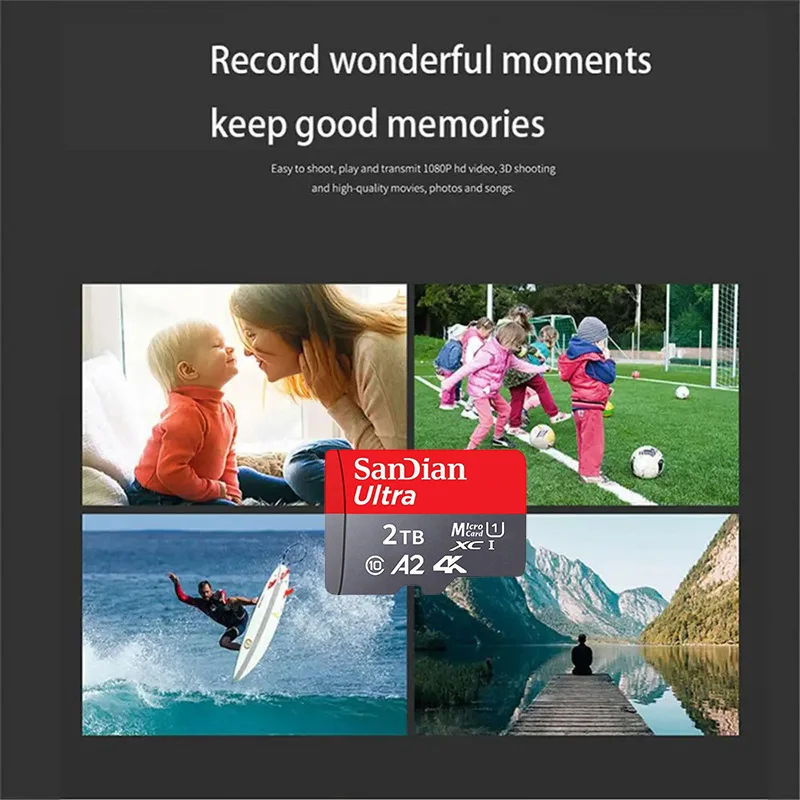 بطاقة Sandian ذات سعة حقيقية MicroTF SD 512 جيجابايت 256 جيجابايت بطاقة ذاكرة عالية السرعة Cartao De Memoria 1/2 تيرا بايت للهواتف الذكية نينتندو سويتش