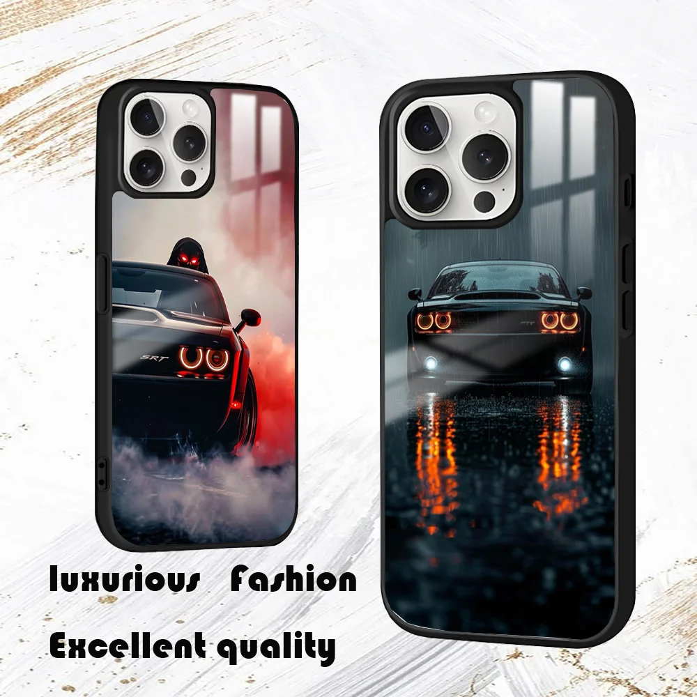 Dodge Challenger S-SRT Burnout Phone Case For iPhone 16 15 14 13 12 11 Pro Max Plus Mini PC Fashion High Quality mirror phone