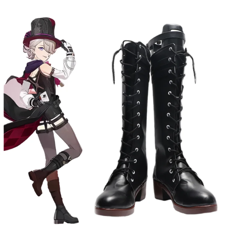 

Genshin Impact Lyney Обувь для косплея Игра Аниме Хэллоуин Рождество Косплей Черные сапоги