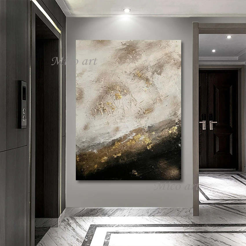 

Room Decoration Aesthetic Abstract Art Gold Foil Textured Wall Unframed Handmade Oil Painting Cheap Canvas Picture Artwork