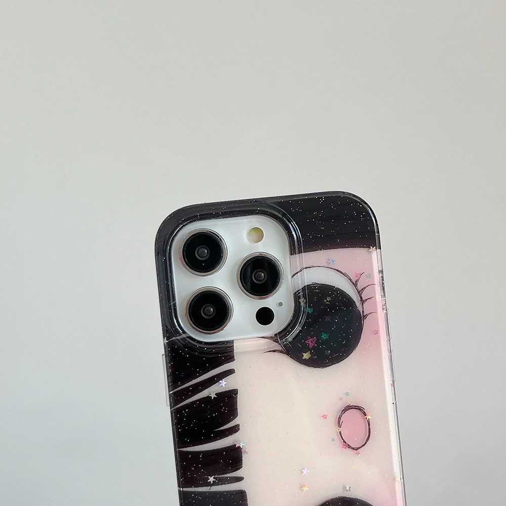 Cartoon Anime Glänzende Augen Niedliche Handyhülle für iPhone 17 16 15 14 13 18 Pro Max Mädchen Glitzernde Große Augen Rückseiten-Handyhülle Capa – Detail 7
