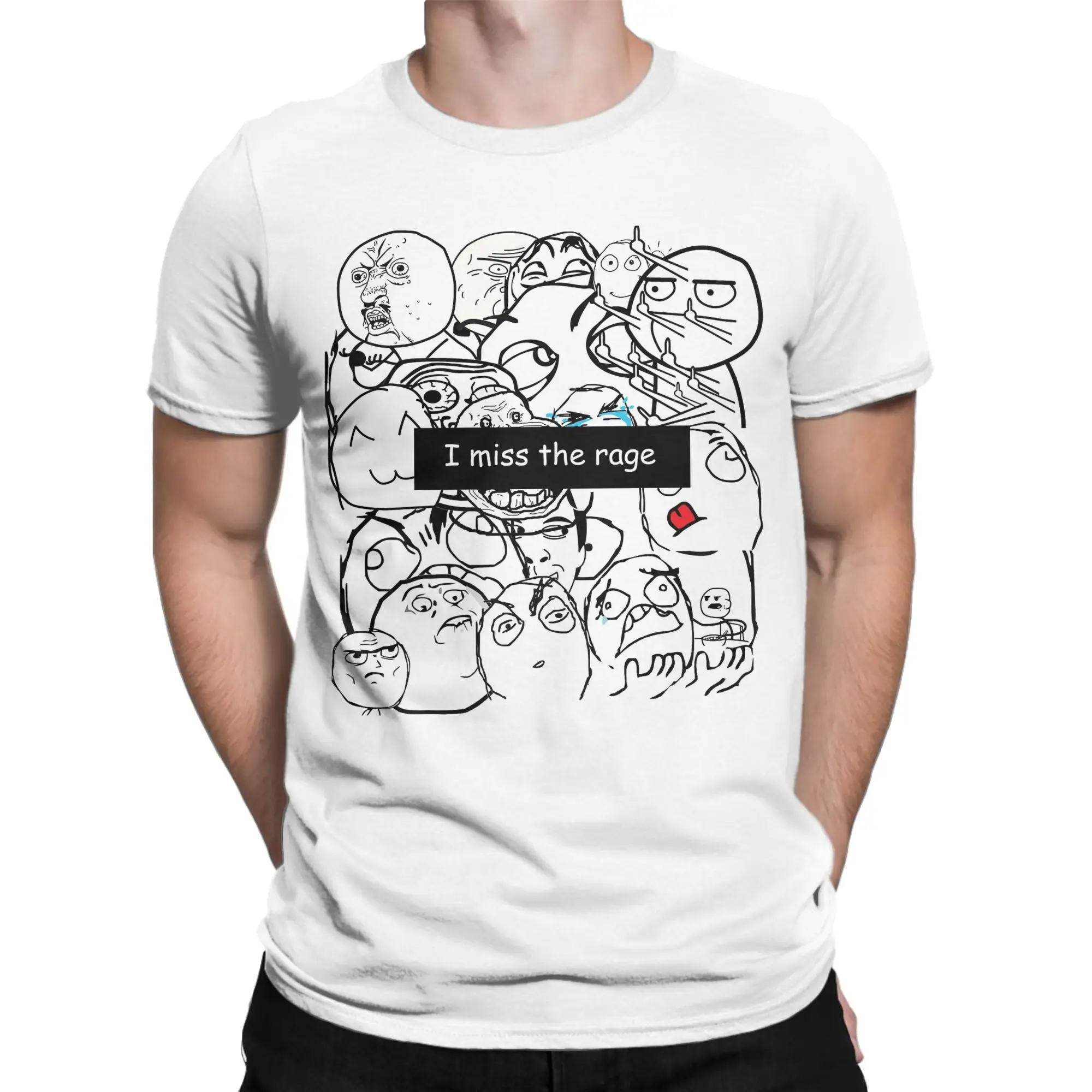 I miss the Rage Face T-Shirt Summer  Fashion T Shirts Men's Cotton O Neck Plus Size Top Tees Short Sleeve Street Style Tshirt