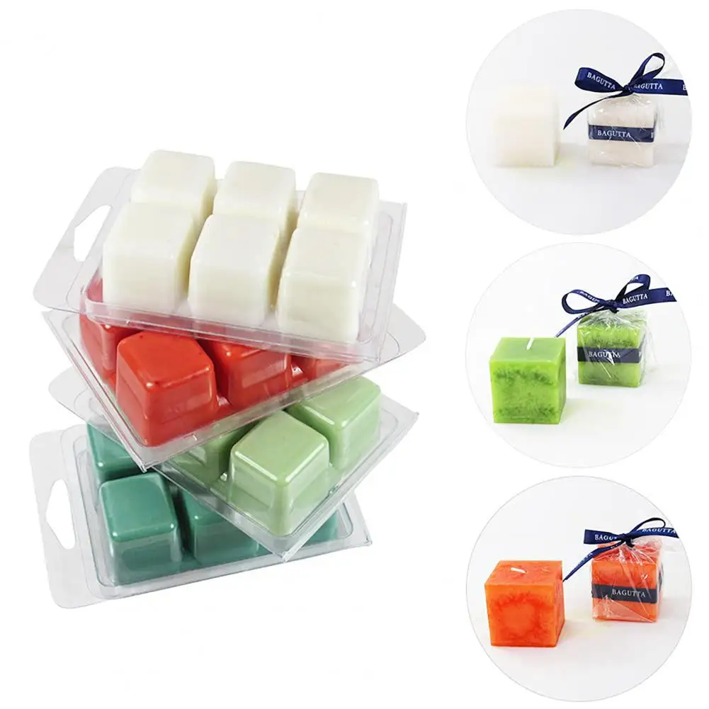 20Pcs Wax Melt Mold Wax Melt Clam Shell Mold Square 6-cavity Plastic Cube Tray DIY Wickless Wax Melt Candles Boxes