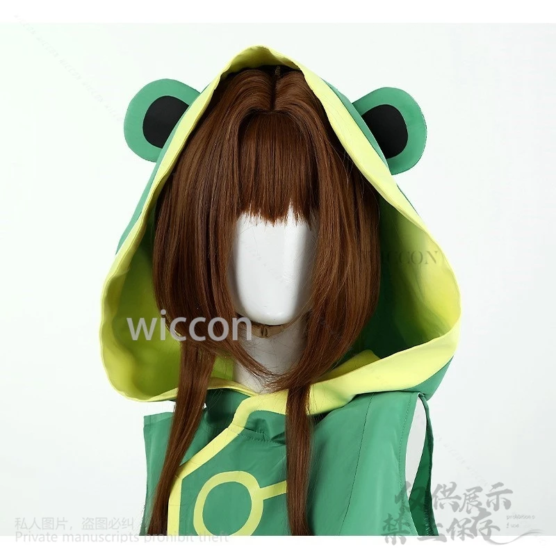 Сакура аниме Card Captor Kinomoto Косплей Сакура костюм плащ лягушка пушистая униформа платье зеленый Лолита каваи парики по индивидуальному заказу