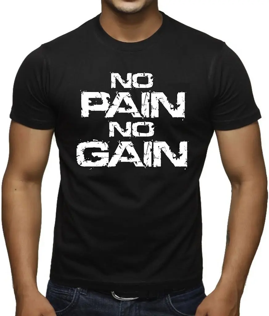 

Grunge No Pain No Gain Tee Men's Black T-Shirt Medium Black