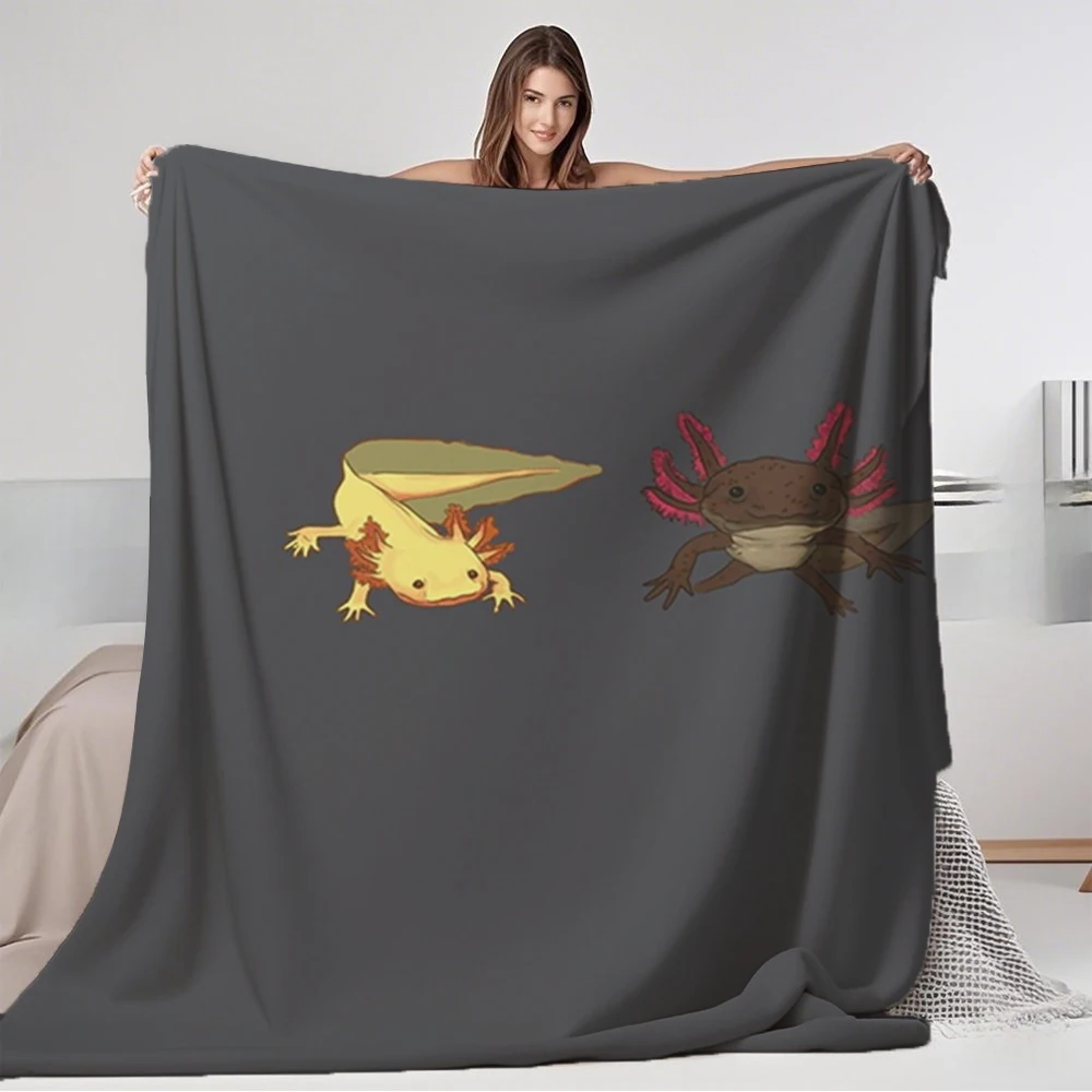 

Fade-resistant Flannel Soft Blanket Cute Axolotls Illustrations Contemporary Chic Design Quilt Weighted Blanket