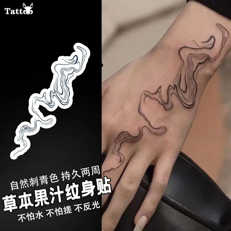 Lasting Herbal Smoke Fake Tattoo for Woman Man Hand Art Tattoo Sticker Punk Temporary Tattoos Waterproof Tatuajes Temporales