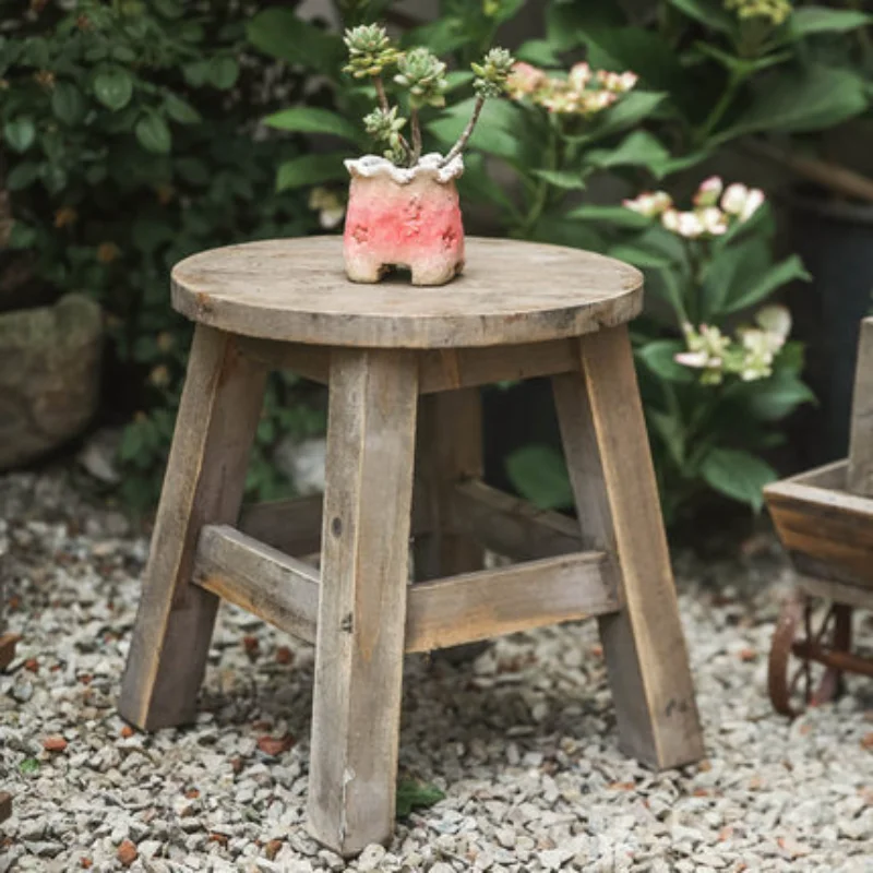 Natural Solid Wood Plant Stand Round Log Stool Flower Pot Holder Indoor Outdoor Garden Display Shelf Side Table for Patio