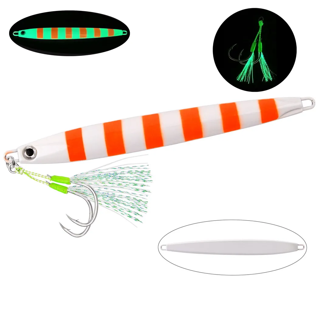 Señuelos de placa hierro 80 g hundimiento rápido para pesca marina luminiscente - imagen 3
