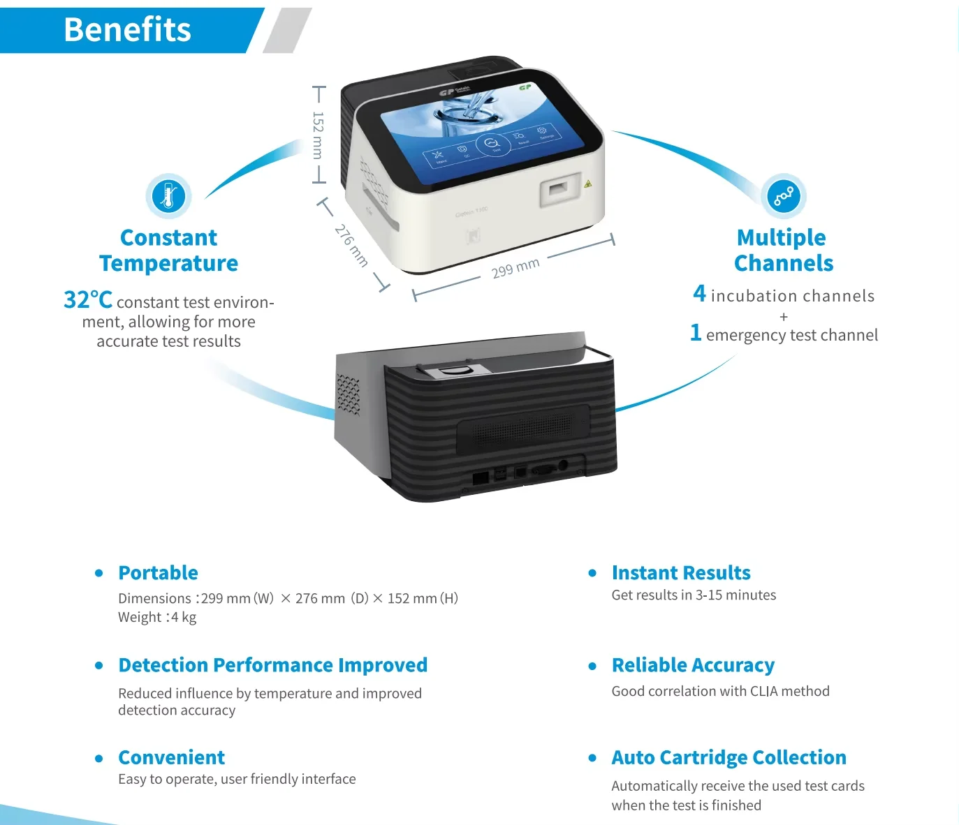 Machine portative de diagnostic d'analyseur de POCT d'analyseur de Getein Biotech 1160