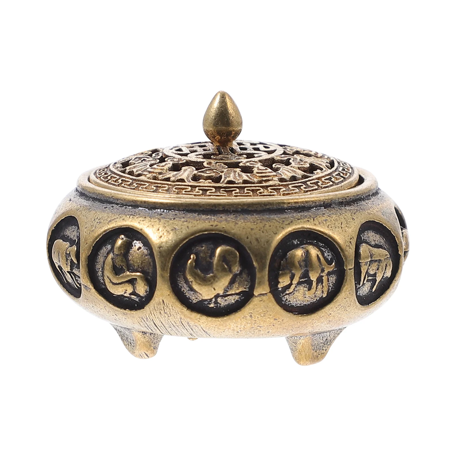 

Pure Brass Chinese Zodiac Aromatherapy Incense Furnace Metal Censer Bowl Home Decor Bedroom Study Yoga Room Accessory