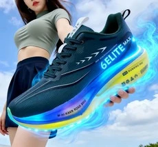 

Утолщенные флуоресцентные кроссовки для родителей и детей на шнуровке с двойной сеткой на мягкой подошве и спортивные кроссовки из карбоновых пластинок.