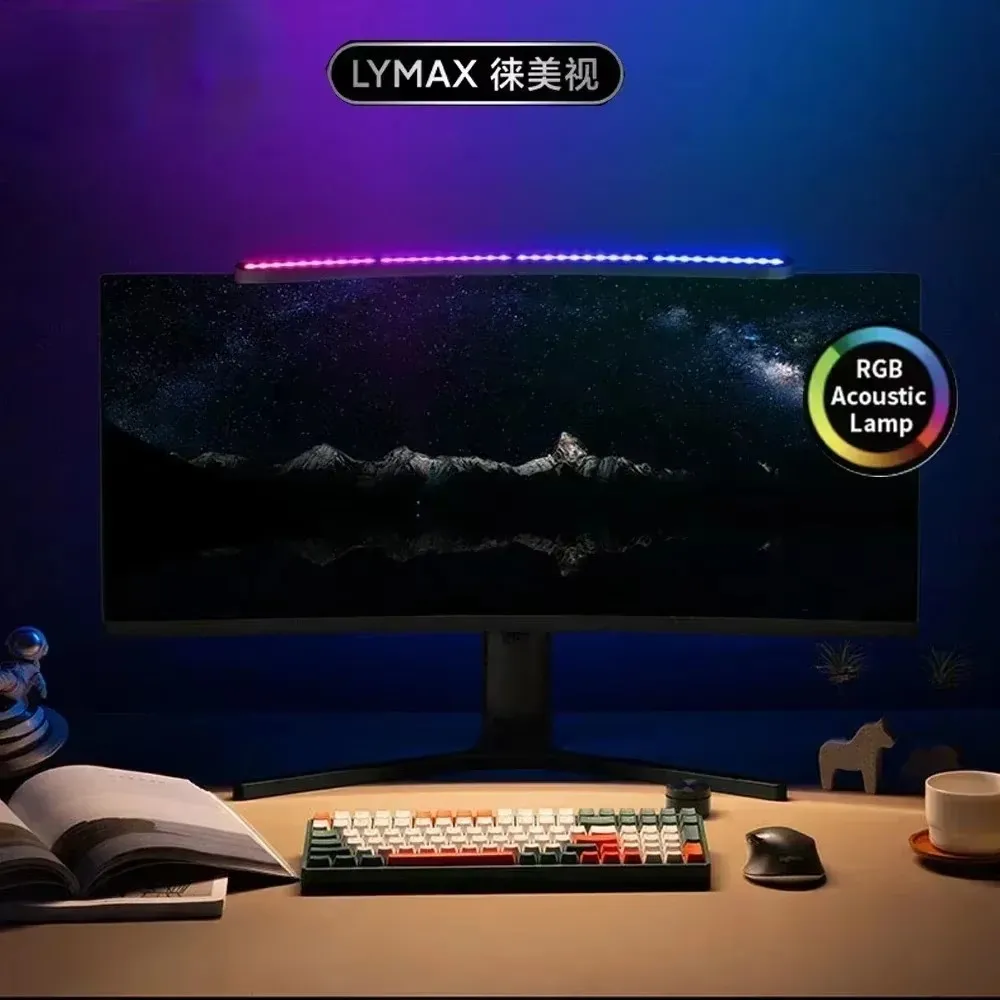LYMAX D010 Computer Monitor Table Lamp Curved Screen Desk Lamp Dimming Eye-Care Sound-sensitive Music Hang Gaming Light Pro