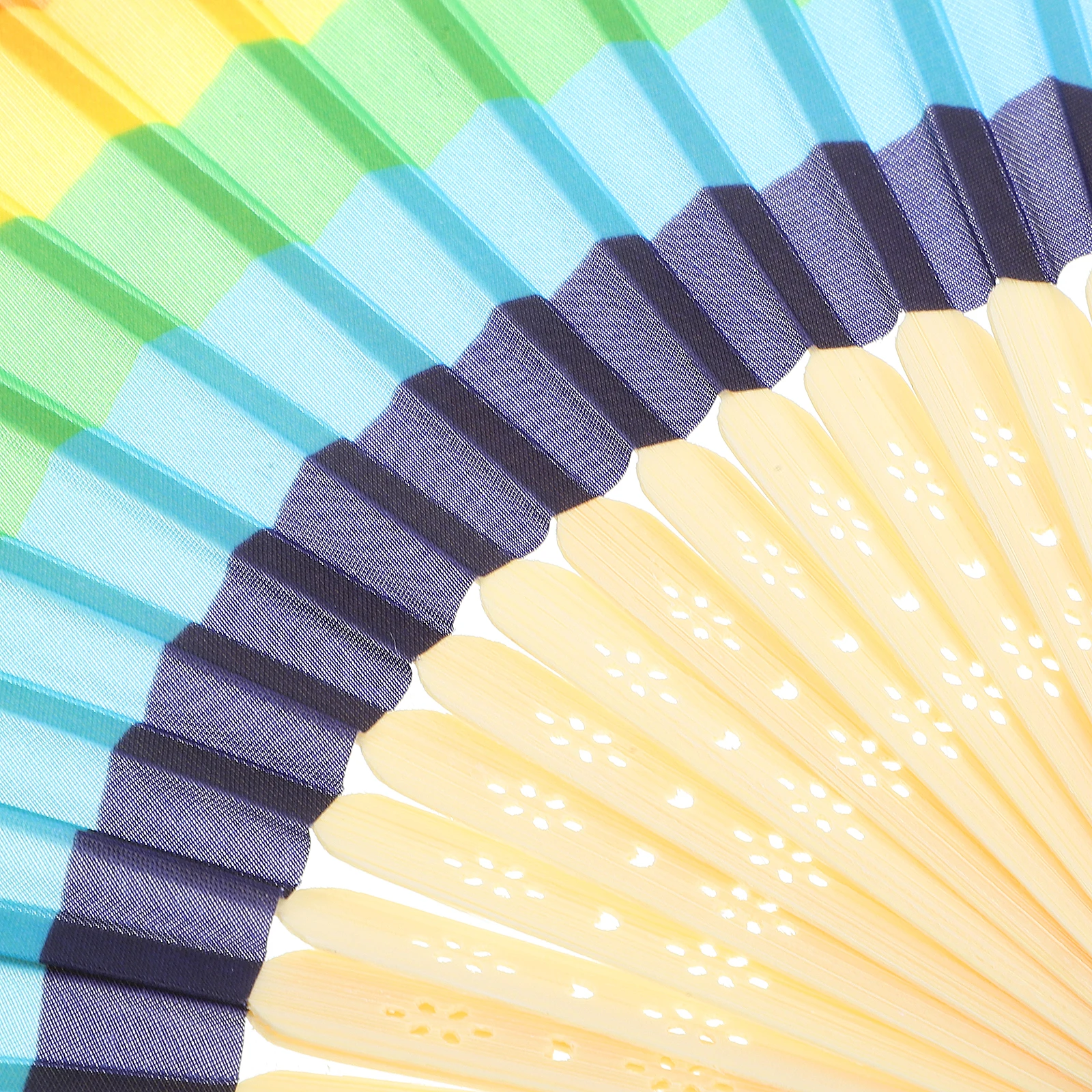 

21CM Bamboo Bone Rainbow Hand Fan Foldable Dancing Prop for Wedding Party Photo Stage Decor Retro Style Mini Accessories Light