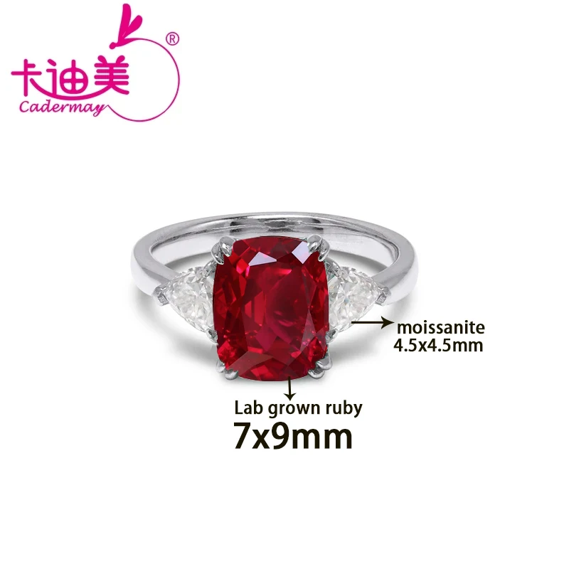 

CADERMAY Moissanite High Quality Silver 925 Rings Lab Grown Ruby Sapphire With Inclusions Ring For Women Jewelry
