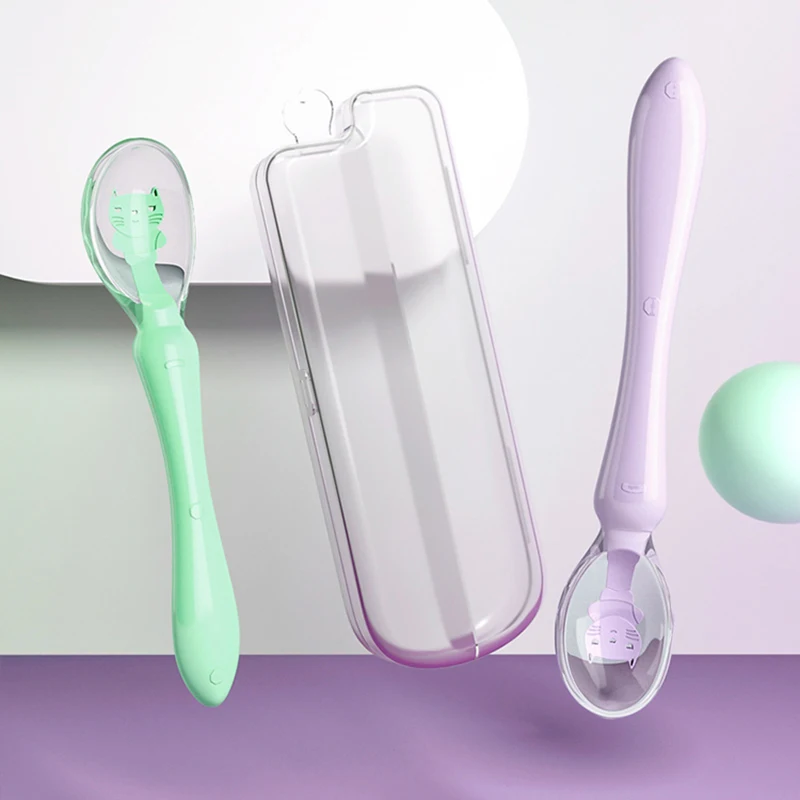 Soft Silicone Baby Feeding Spoon, Candy Color Spoon, Comida para crianças Colheres de bebê, Pratos Alimentador Talheres