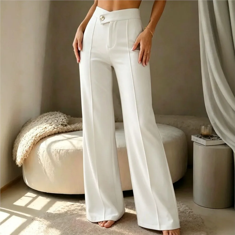 Spring Autumn New High Waist Button-down Stretch Fitting Slimming Women Long Pants Fashion Hourglass Shaped Female Businesspants
