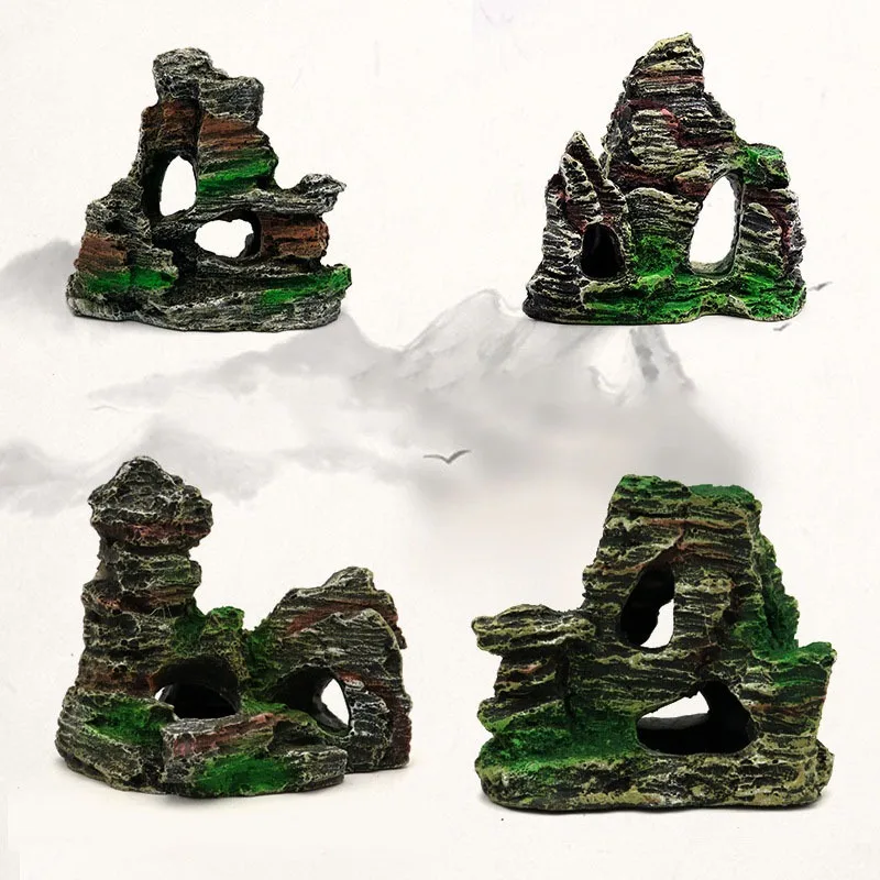 

10pcs New Arrival Hot Selling Aquarium Landscaping Tree Stump Mountain View Fish Tank Artificial Fish Tank Stone on Sale
