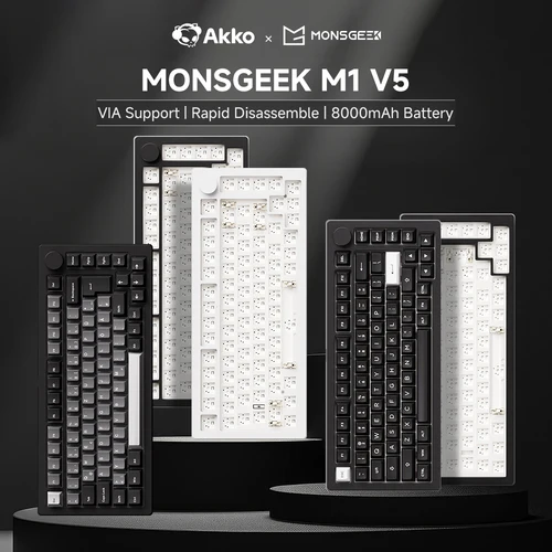 Akko MonsGeek M1 V5 3 모드 기계식 키보드/베어본 키트, VIA 75% 3/5 핀, 맞춤형 핫 스왑, RGB 급속 분해 개스킷 