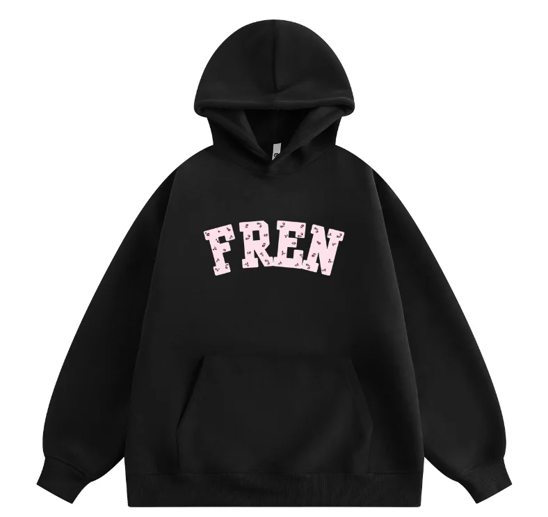 

Мода 2025 года, 330 г, тяжелая мужская и женская толстовка с капюшоном FREN, повседневная толстовка с буквенным принтом, спортивная одежда