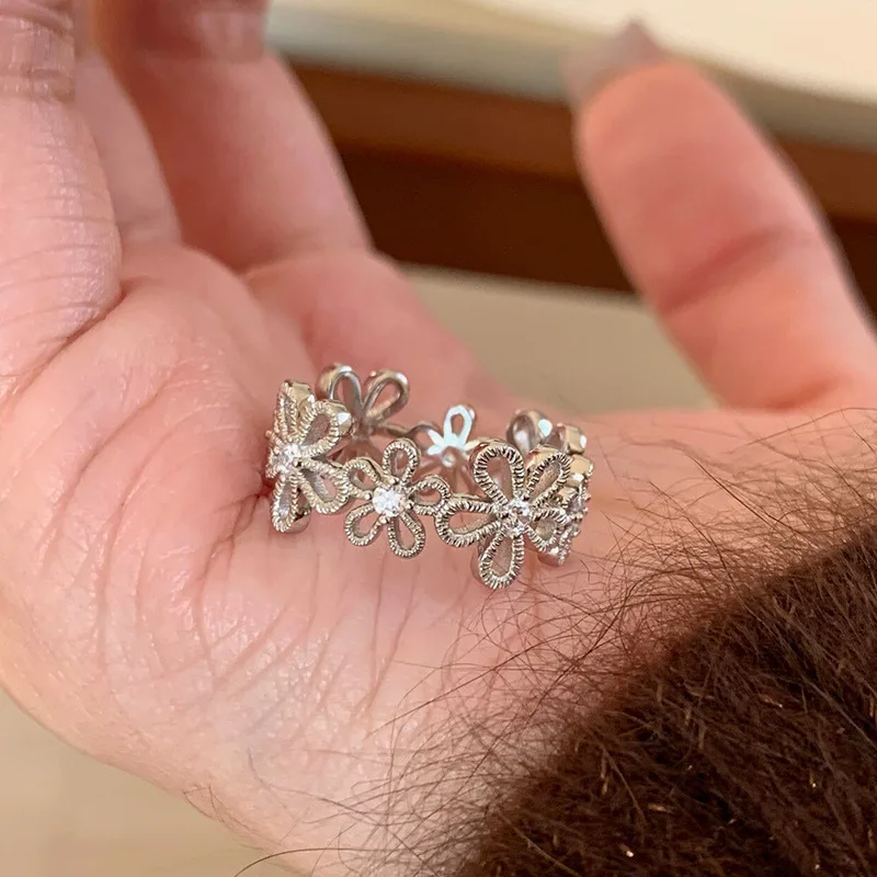 

Женские кольца из стерлингового серебра 925 пробы с полым цветком, свадебные ювелирные изделия высокого качества, оптовая продажа, аксессуары, ювелирные изделия