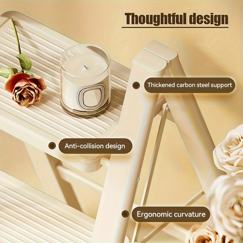 سلم فولاذي قابل للطي متعدد الوظائف مكون من 4 خطوات مع رف أدوات ودواسات مانعة للانزلاق وسكك حديد أمان خفيف الوزن ومحمول لورشة العمل المنزلية