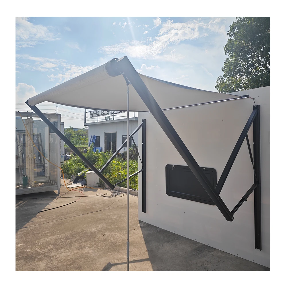 Tenda da campeggio motorizzata per camper da esterno, tenda da sole per camper montata lateralmente con luci a LED