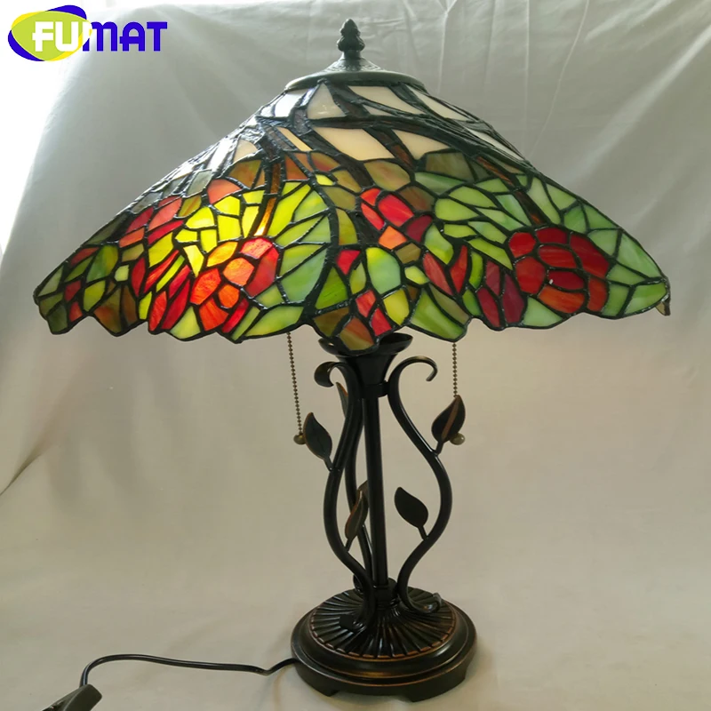 FUMAT Stained Glass Lamp 16inch Classical Desk Lamp Warm Romantic Whirly Flower Living Room Table Lamp Bedside Lights