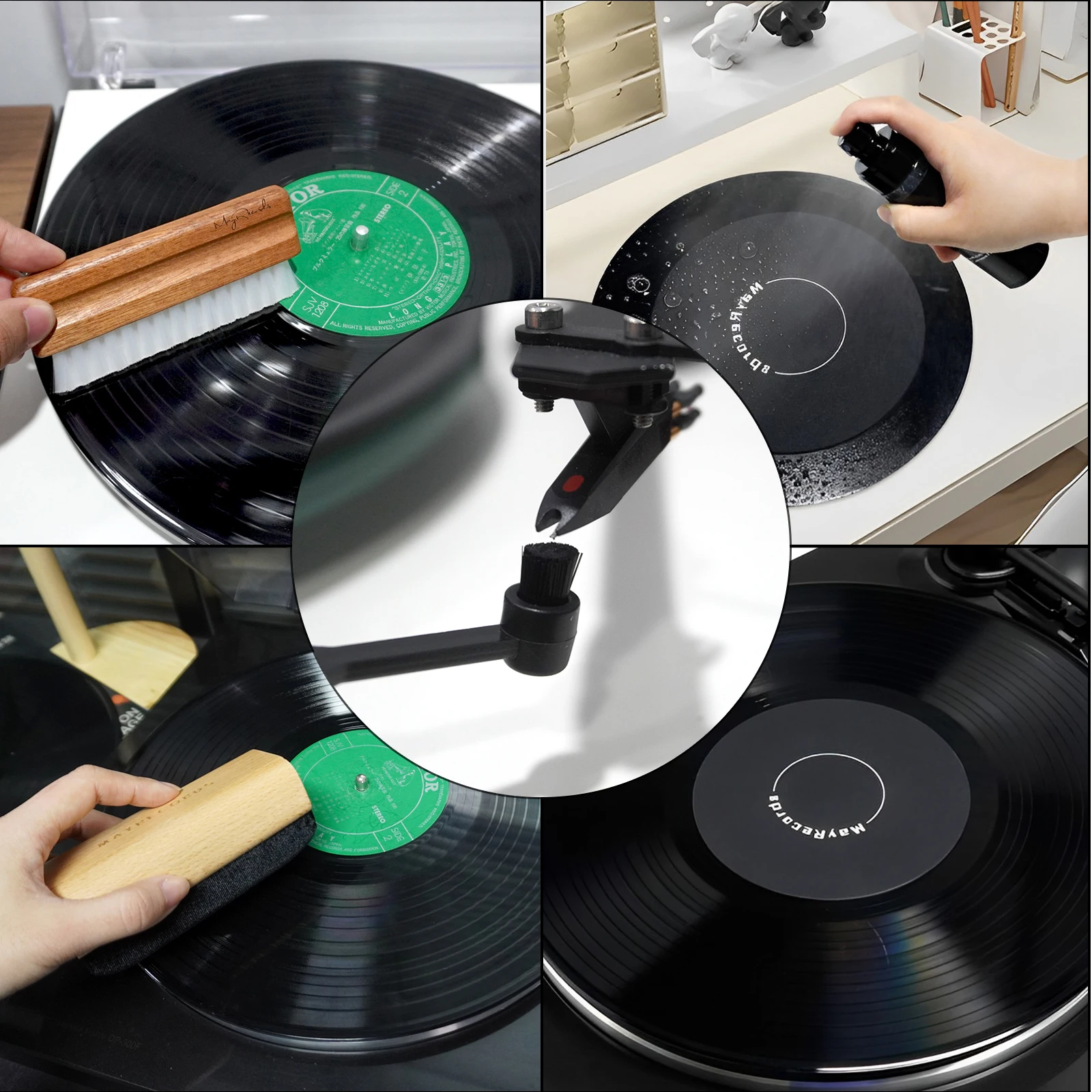 HOT Professional Anti-Static Vinyl Record Cleaner Set LP Turntable Dust Removal Tools for LP/CD Player Safe Deep Cleaning Access