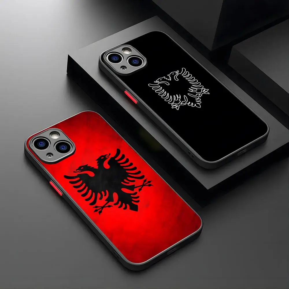แอลเบเนียธงเคสโทรศัพท์หรูหราสําหรับIPhone 16 15 14 12 13 11 Pro XR XS Max Mini Xเหมาะสําหรับ58-108 7 8 Plus Matte Shell Cover
