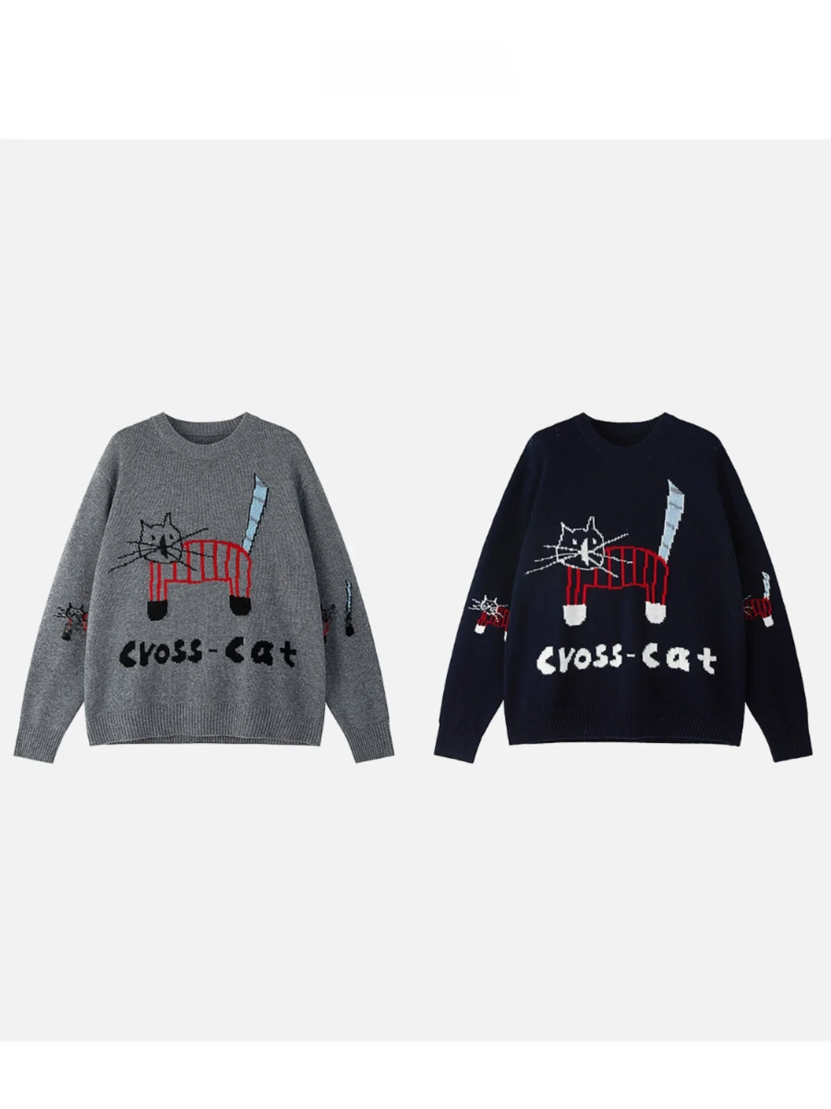 

Новый свитер JINGJING2024 «Маленький котенок» из 100% шерсти с забавным мультяшным дизайном, вязаный, для женщин, осенний, шерстяной, модный