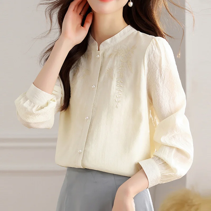 Chemises à manches longues en Satin pour femmes, coupe cintrée, boutonnée, col rabattu, féminin, doux, Preppy, jeune, coréen, tenue quotidienne décontractée