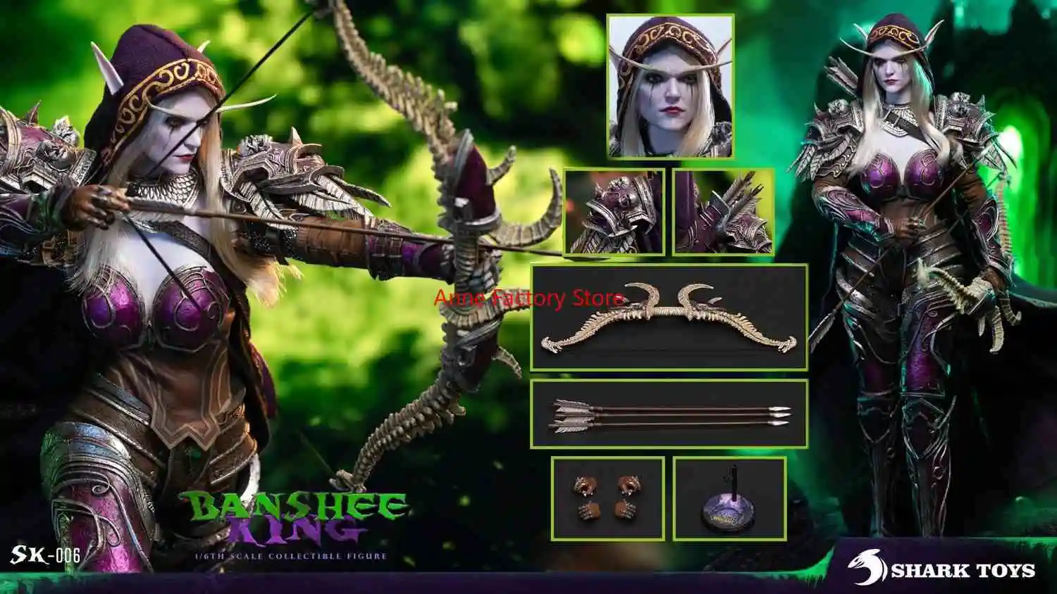 متوفر ألعاب القرش SK-006 1/6 مقياس الجان العالي ملك الشياطين Sylvanas Windrunner مجموعة كاملة شخصيات الحركة نموذج اللعب الهدايا