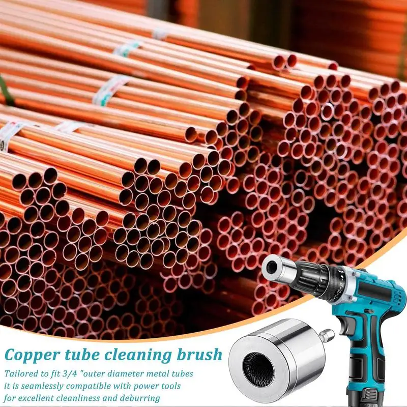 15mm 22mm Metal Copper Pipe Cleaner with 1 Replaceable Brushes Tube Cleaning Brush Tube Cleaning Brush for Power Drill